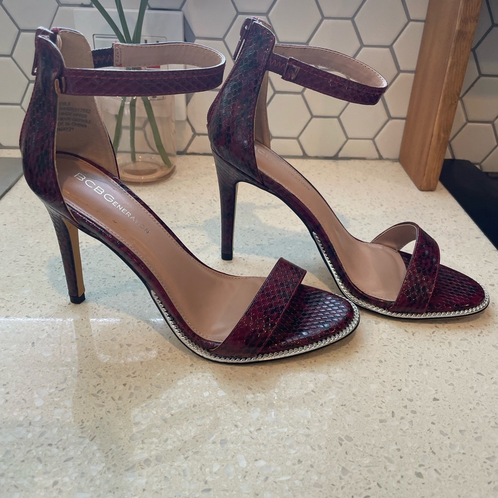 BCBGeneration Red Stiletto Heels with Ankle Strap